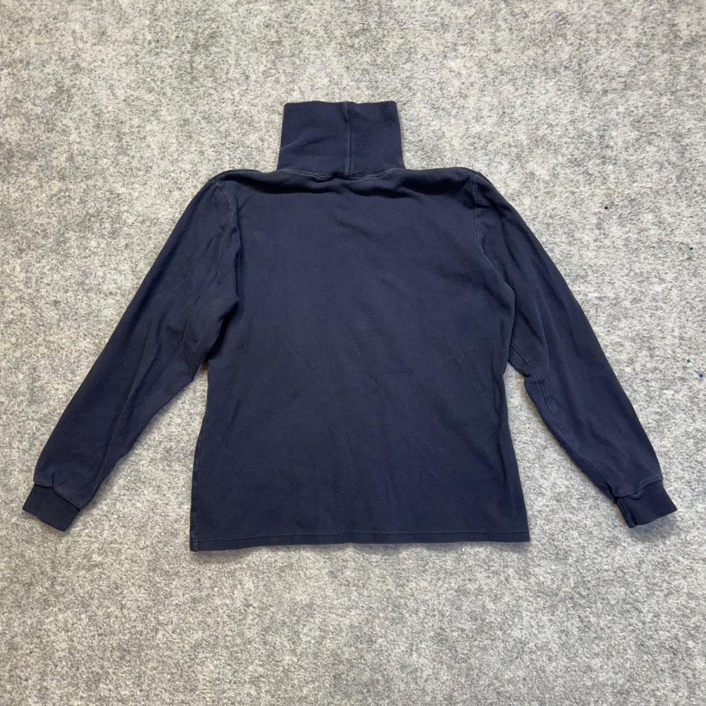 L.L.Bean Turtleneck Top Women Small Navy Blue Cotton Long Sleeve